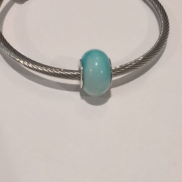 Silver Blue and White Charm for Pandora‎ Style Bracelet - Picture 1 of 6